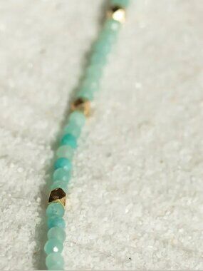 BEAUTIFUL COLOR gemstone beaded bracelet Amazonite Vibrant Teal Blue bracelet